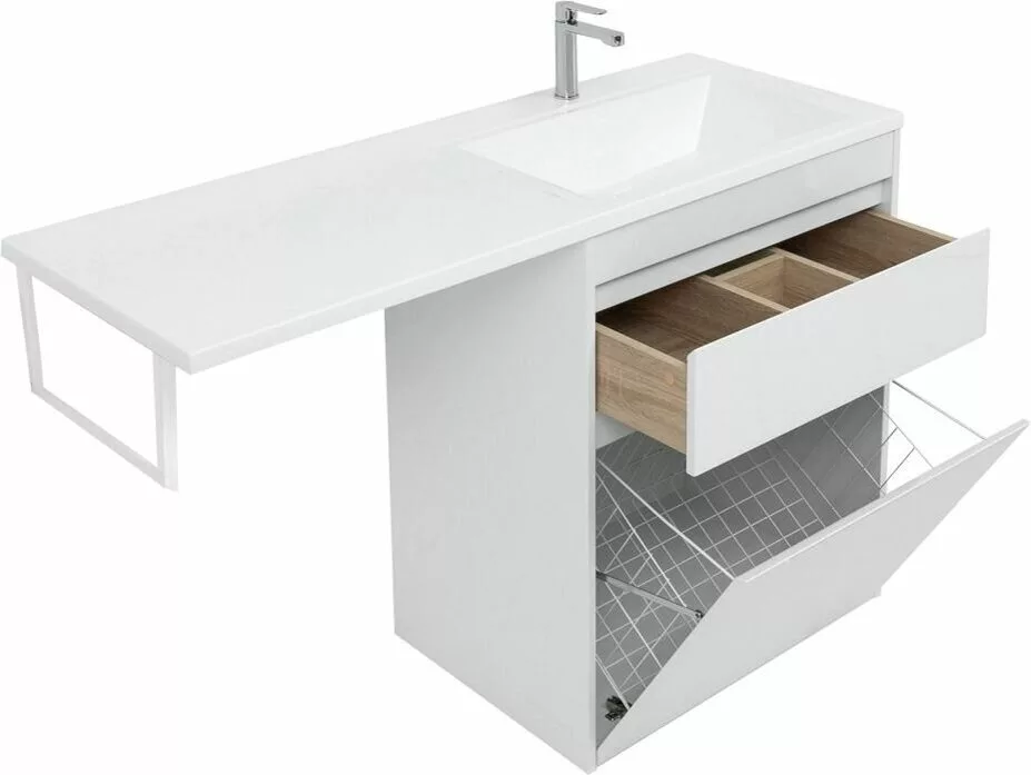 фото Тумба с раковиной Aquanet Токио 130 R белый (напольная, 1 ящик) арт. 00239303 
