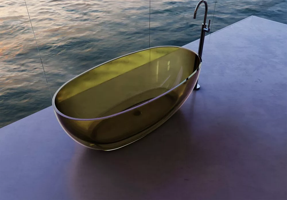 картинка Прозрачная ванна ABBER Kristall AT9703Vesuvian оливковая 