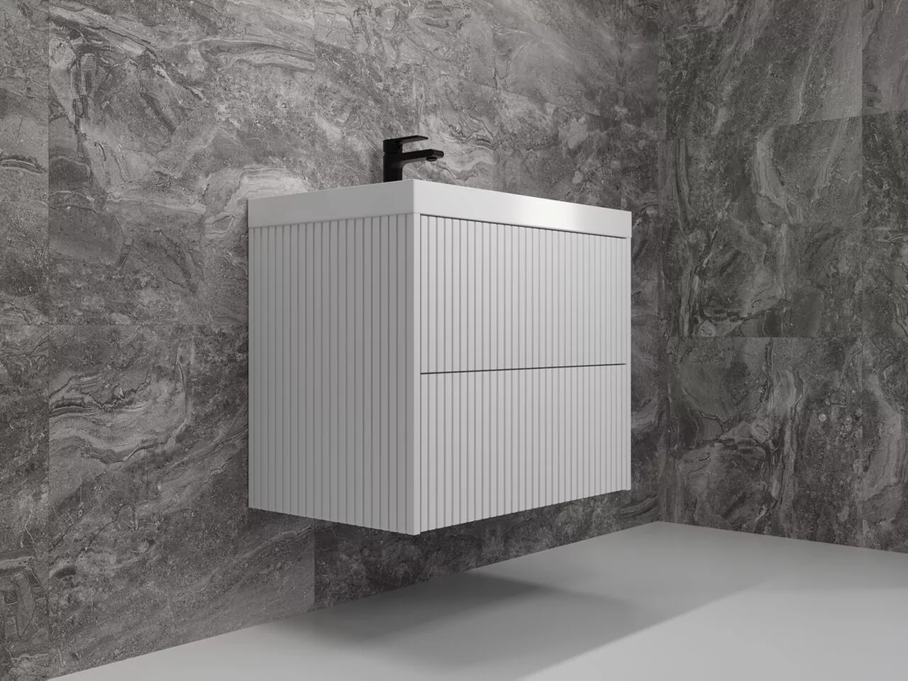 фото Тумба подвесная Style Line Стокгольм 70 Classic 70 2 ящика белый рифленый софт PUSH 