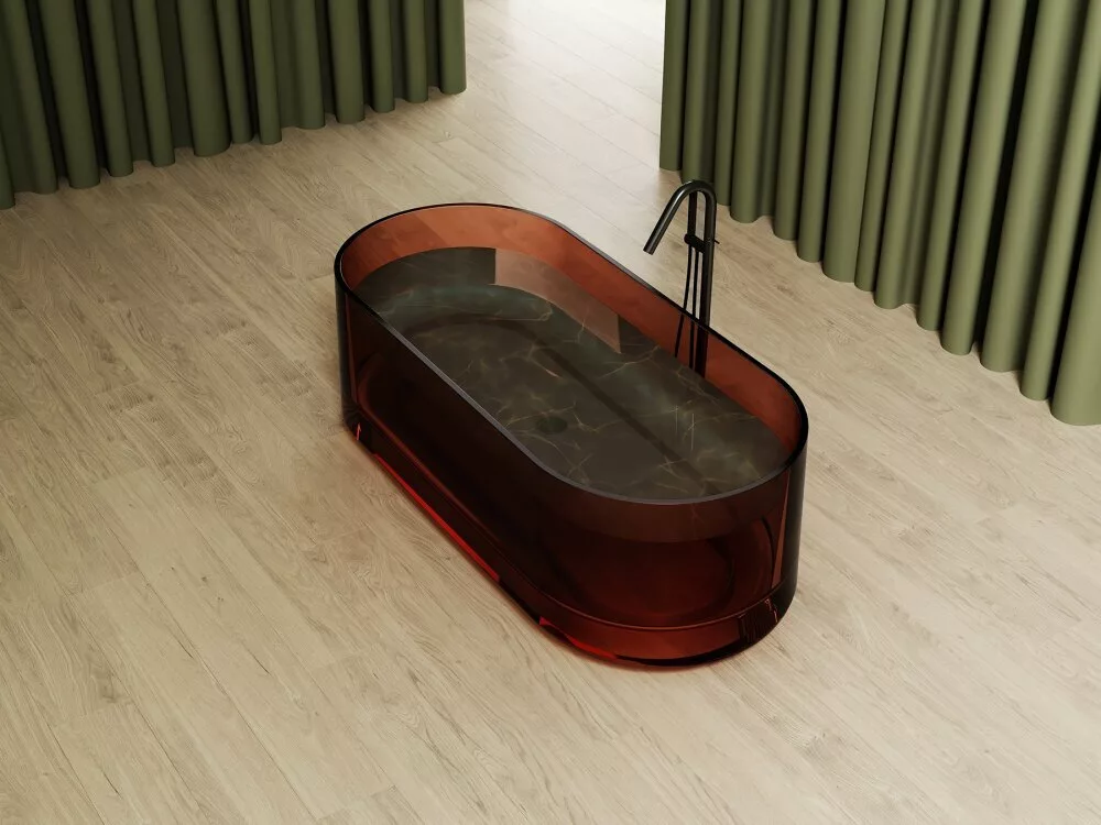 картинка Прозрачная ванна ABBER Kristall AT9708Opal коричневая 