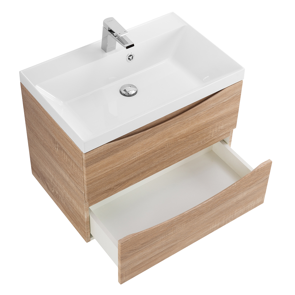 фото Тумба с раковиной подвесная BelBagno MARINO 60 Rovere Bianco, раковина белая 