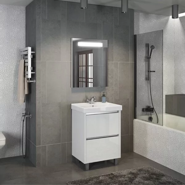 фото Тумба с раковиной Comforty Дублин 60 белый глянец 