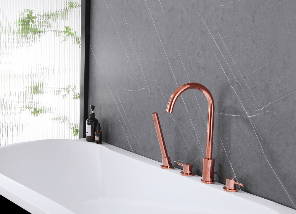 картинка Смеситель ABBER Wasser Kreis AF8113RG на борт ванны розовое золото 