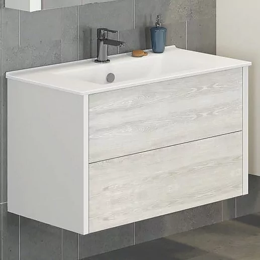 фото Тумба с раковиной Comforty Женева 90 дуб белый 
