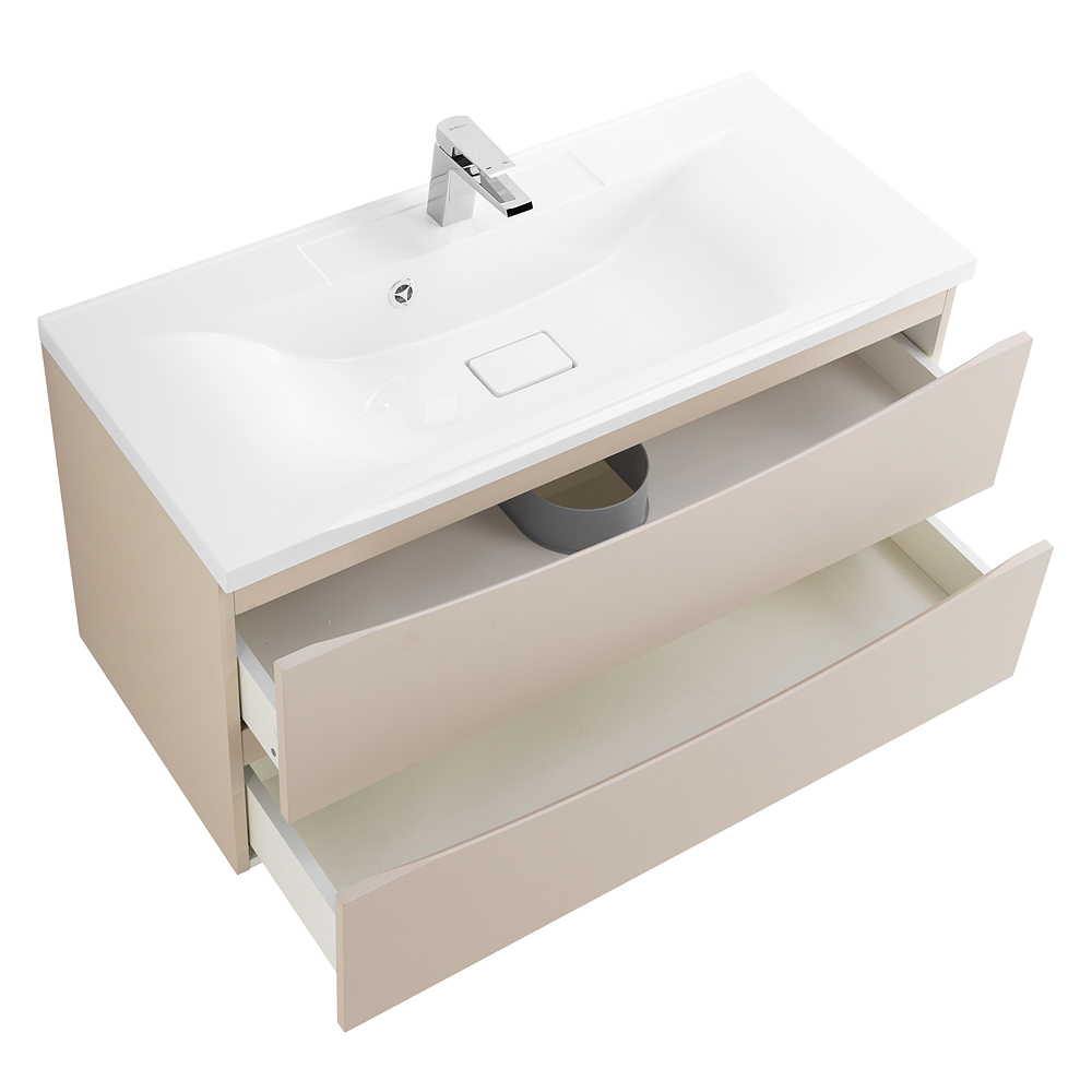фото Тумба с раковиной подвесная BelBagno MARINO 100 Crema Opaco, раковина белая 