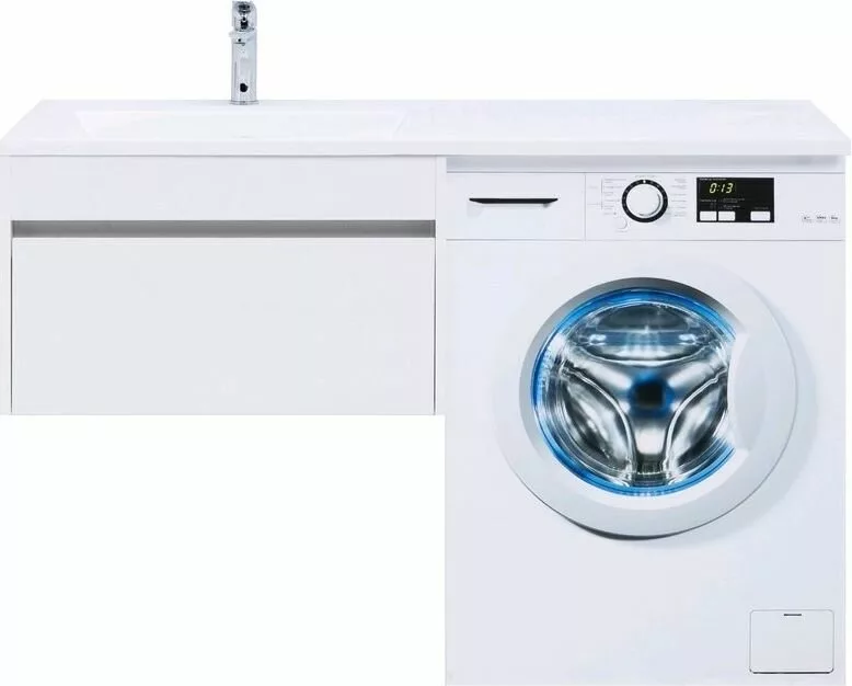 фото Тумба с раковиной Aquanet Токио 130 L белый (подвесная, 1 ящик) арт. 00239217 