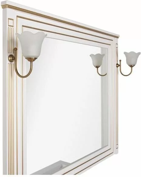 фото Зеркало Aquanet Паола 120 белое с золотом со светильниками хром 