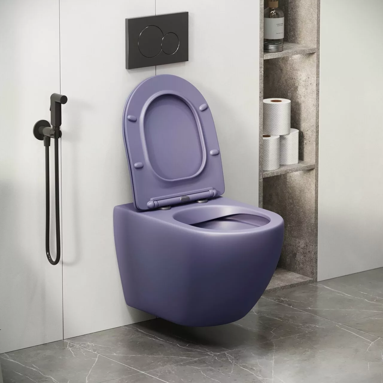 картинка Унитаз подвесной Grossman GR-4411LIMS Color безободковый, фиолетовый матовый 