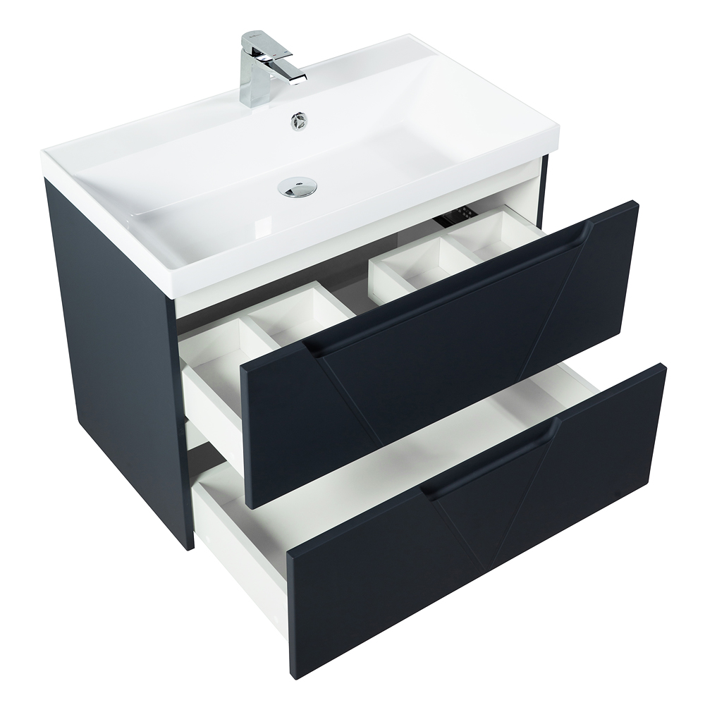 фото Тумба с раковиной подвесная BelBagno VITTORIA 80 Grigio Opaco, раковина белая 