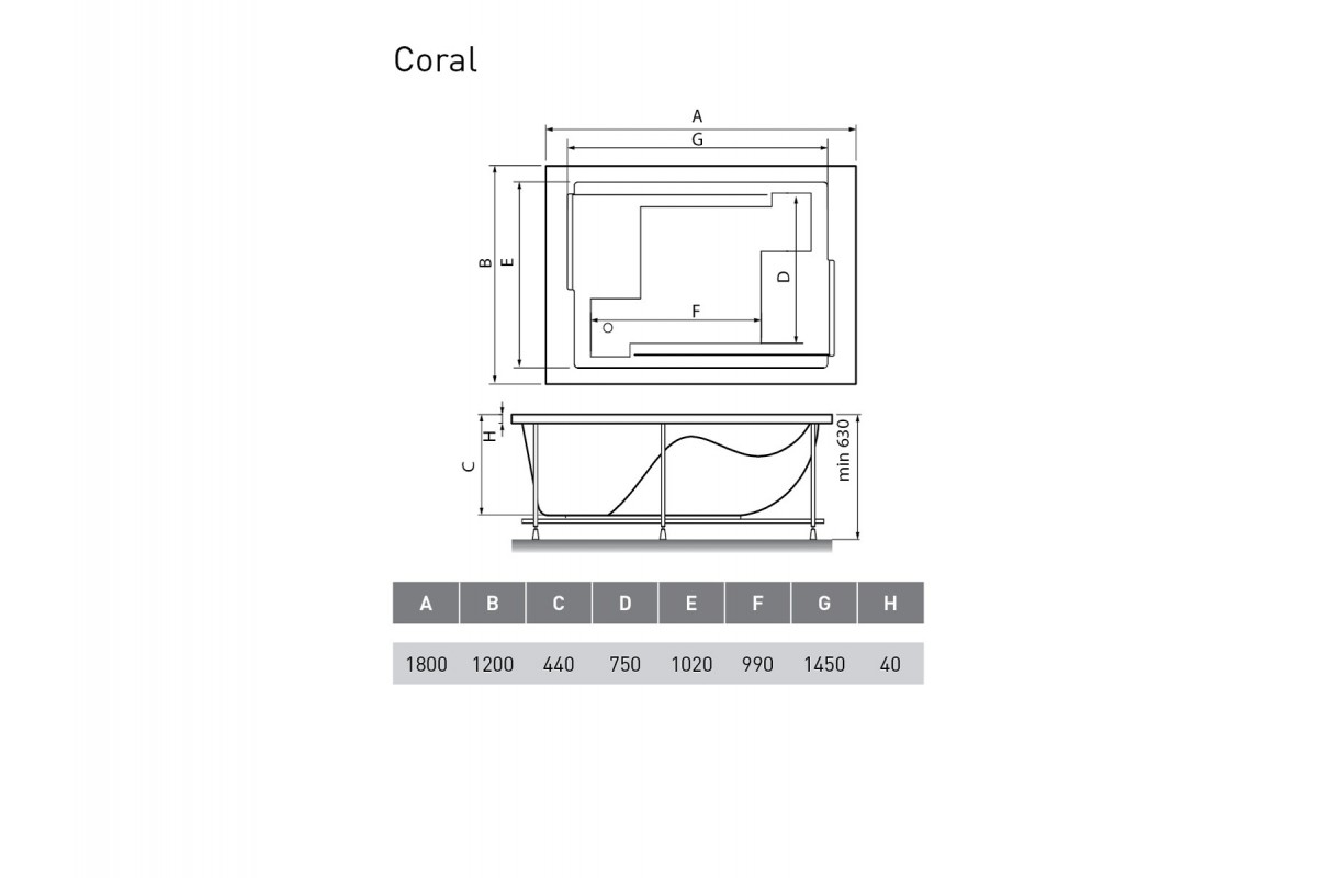 картинка Акриловая ванна Vayer Coral 180х120 