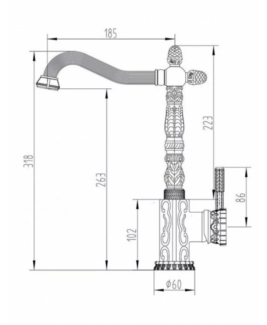 картинка Смеситель для кухонной мойки ZORG Antic A 117K-BR 