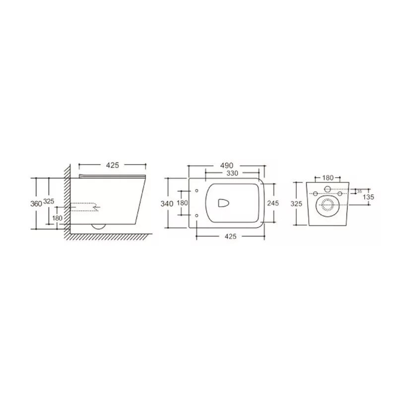 картинка Унитаз Ceruttispa MAIELLA Aria UF подвесной безободковый CT10480 490x340x360 