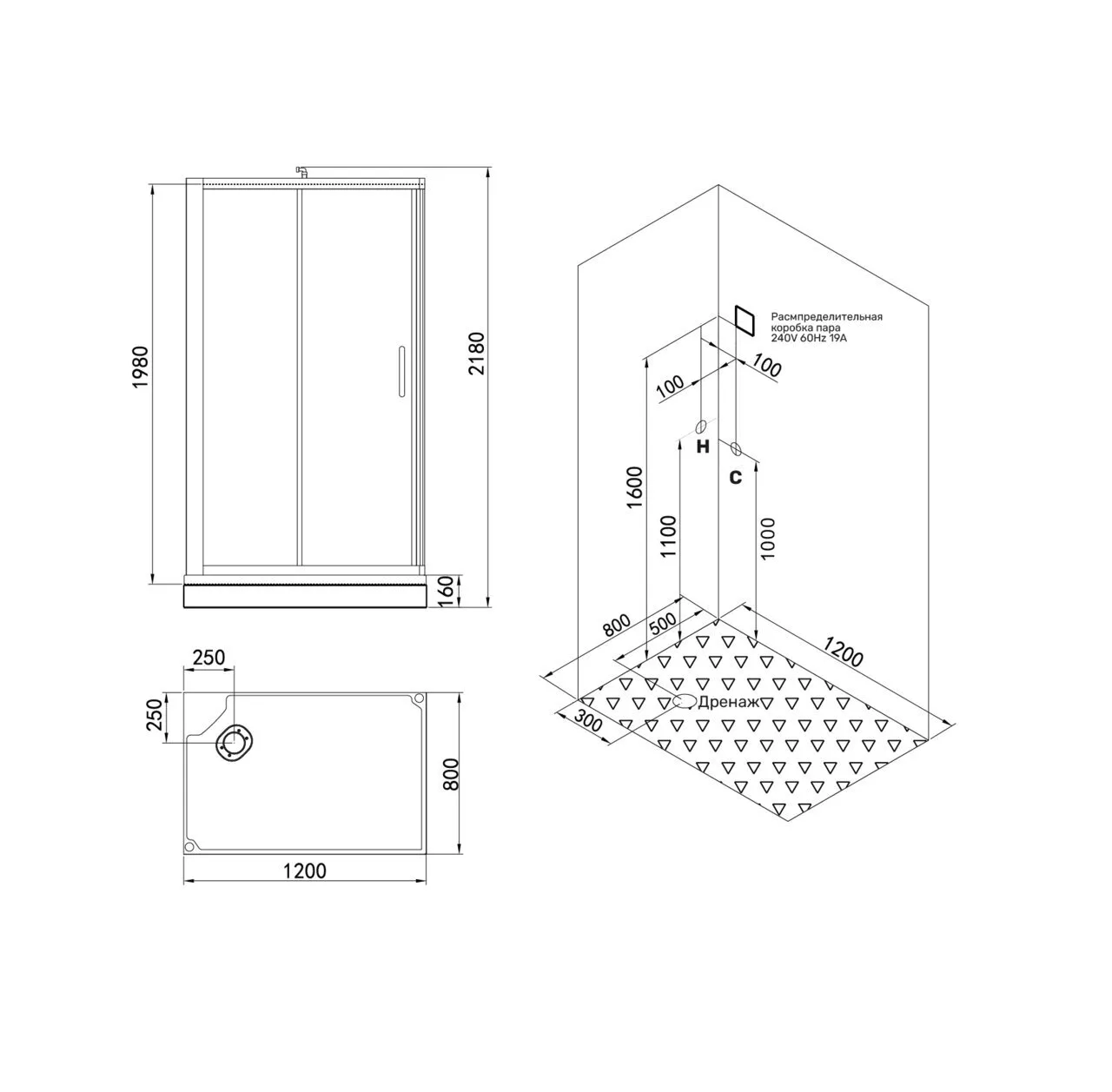 картинка Душевая кабина SSWW BU621 L с паром 