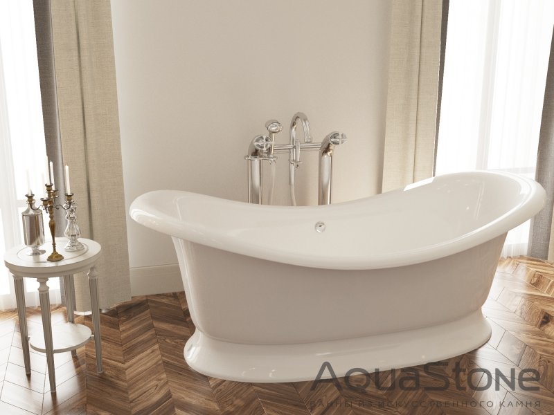 картинка Мраморная ванна AquaStone Лиона на подиуме 