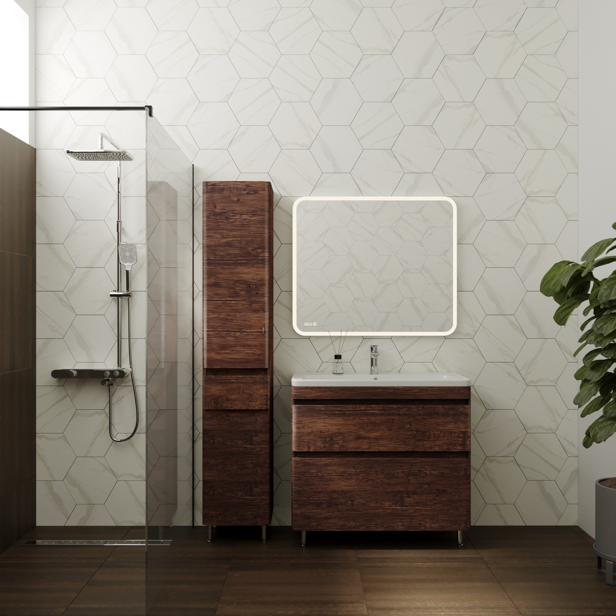 фото Тумба напольная Style Line Атлантика 90 Люкс старое дерево PLUS 