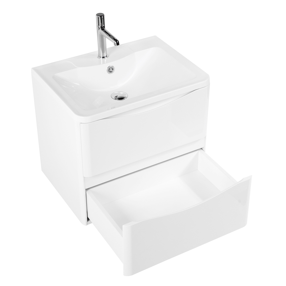 фото Тумба с раковиной подвесная BelBagno ACQUA 60 Bianco Lucido, раковина белая 