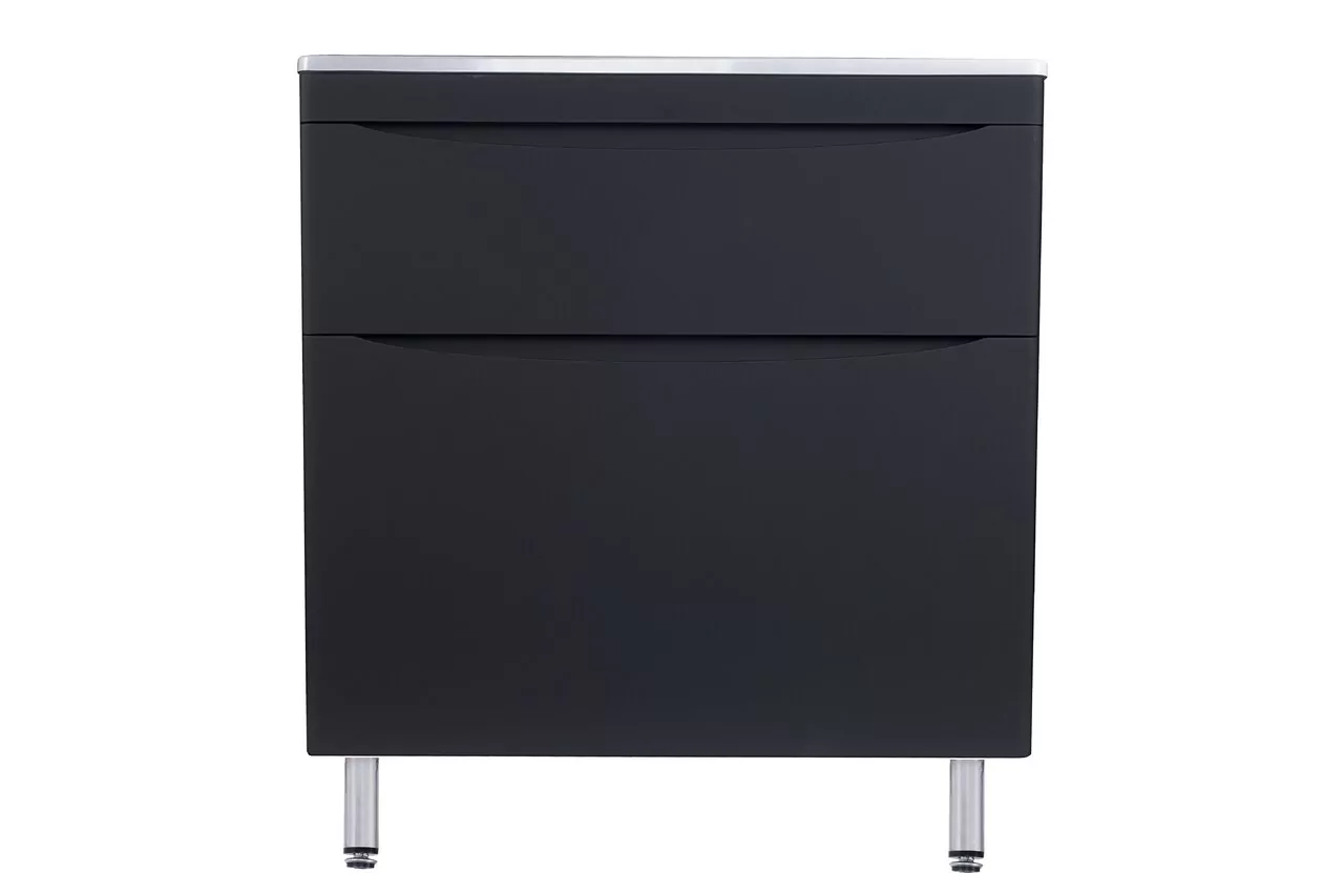 фото Тумба напольная Style Line Бергамо мини 90 2 ящика Люкс антискрейтч черный PLUS 