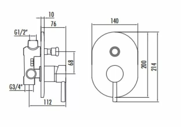 картинка Cмеситель скрытого монтажа Creavit DFC2398 для ванны с душем 