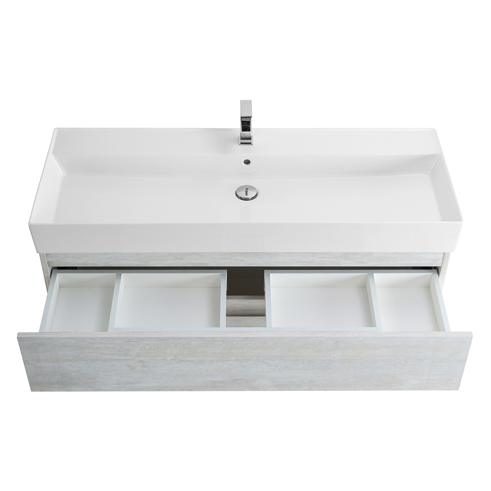 фото Тумба с раковиной подвесная Cezares MOLVENO 46 120 Legno Bianco, раковина белая 