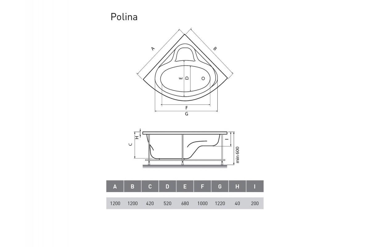 картинка Акриловая ванна Relisan Polina 120x120 с каркасом и слив-переливом 