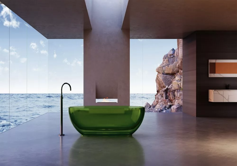картинка Прозрачная ванна ABBER Kristall AT9703Emerald зеленая 