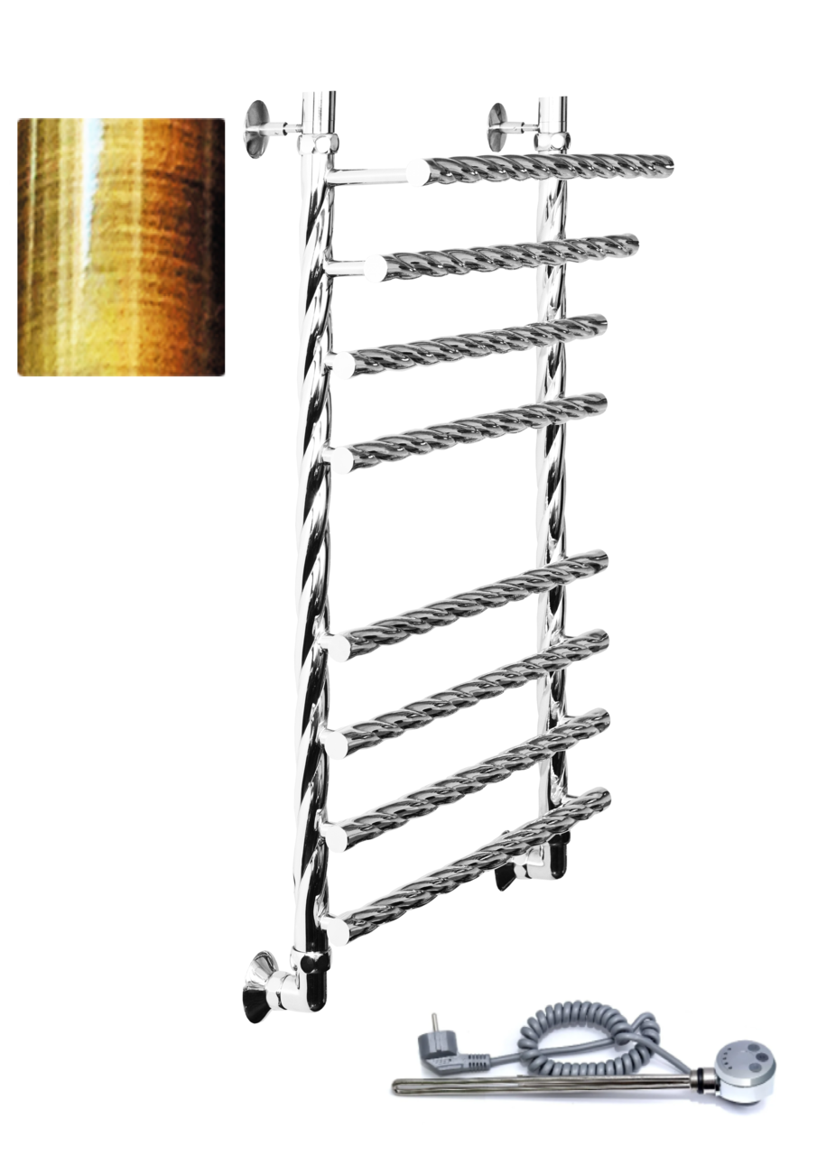 картинка Полотенцесушитель Двин F BRAID electro 60/50 1"-3/4"-1/2" Электрический  ТЭН справа К эл, Состаренная бронза (4627169469934) 