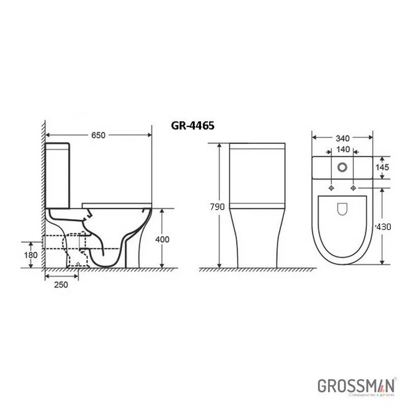 картинка Унитаз-компакт Grossman Classic GR-4465S безободковый с тонкой крышкой 