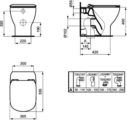 картинка Унитаз приставной Ideal Standard Tesi AquaBlade T007701 