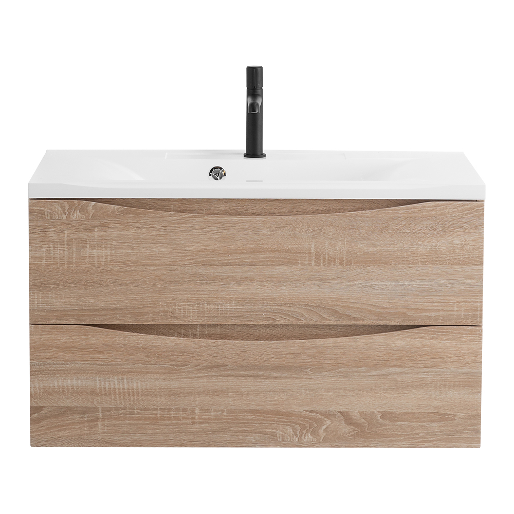 фото Тумба с раковиной подвесная BelBagno MARINO 100 Rovere Bianco, раковина белая 