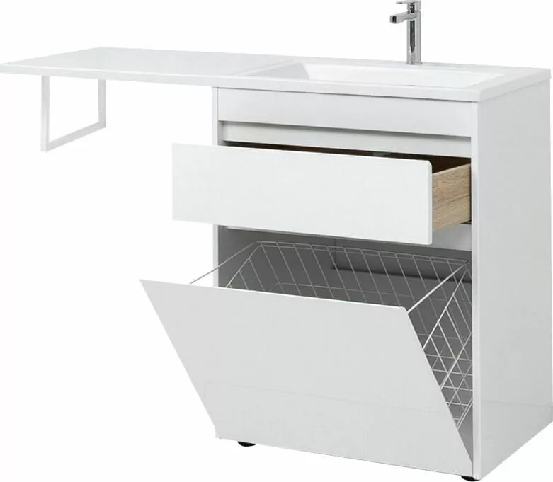 фото Тумба с раковиной Aquanet Токио 130 R белый (напольная, 1 ящик) арт. 00239303 