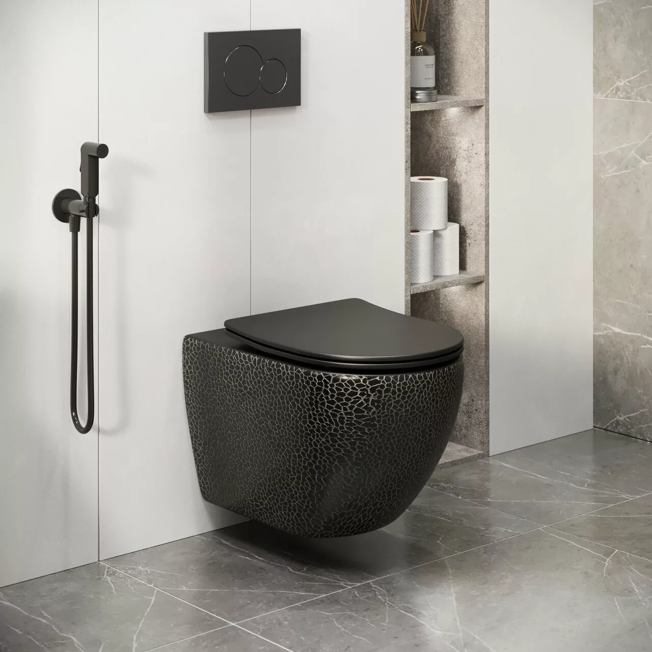 картинка Унитаз подвесной Grossman GR-4411BBLS Color безободковый, черный 