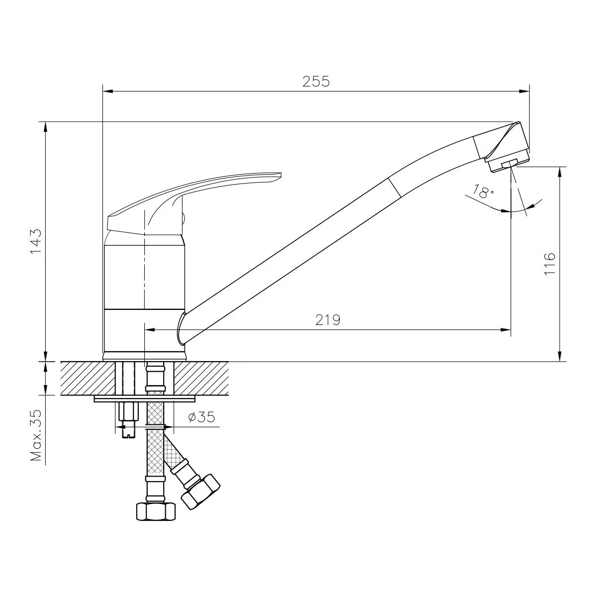 картинка Смеситель для кухни DECOROOM DR71018 