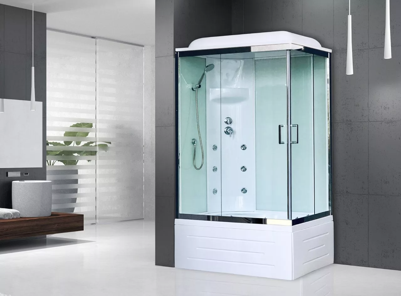 картинка Душевая кабина Royal Bath 8120BP3-WT-CH (белое/прозрачное) левая 120x80x217 