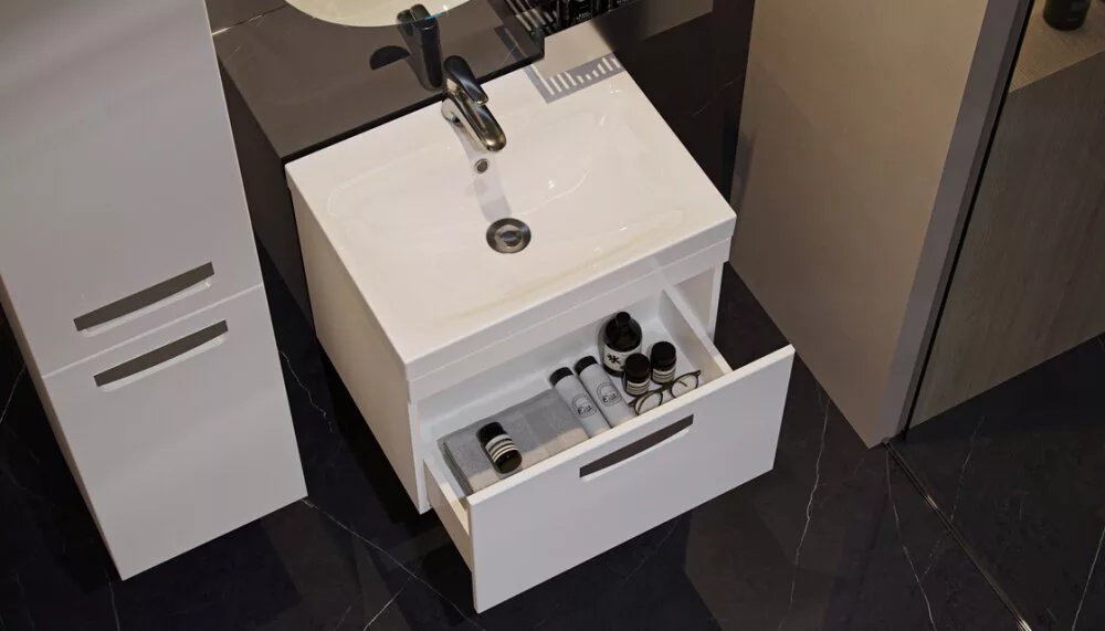 картинка Тумба под раковину подвесная Velvex Estea 60.1Y, белый матовый  в ванную комнату