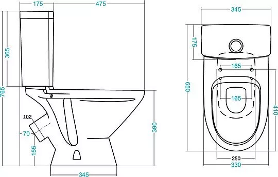 картинка Унитаз-компакт Santek Лига 1WH302197 косой выпуск 