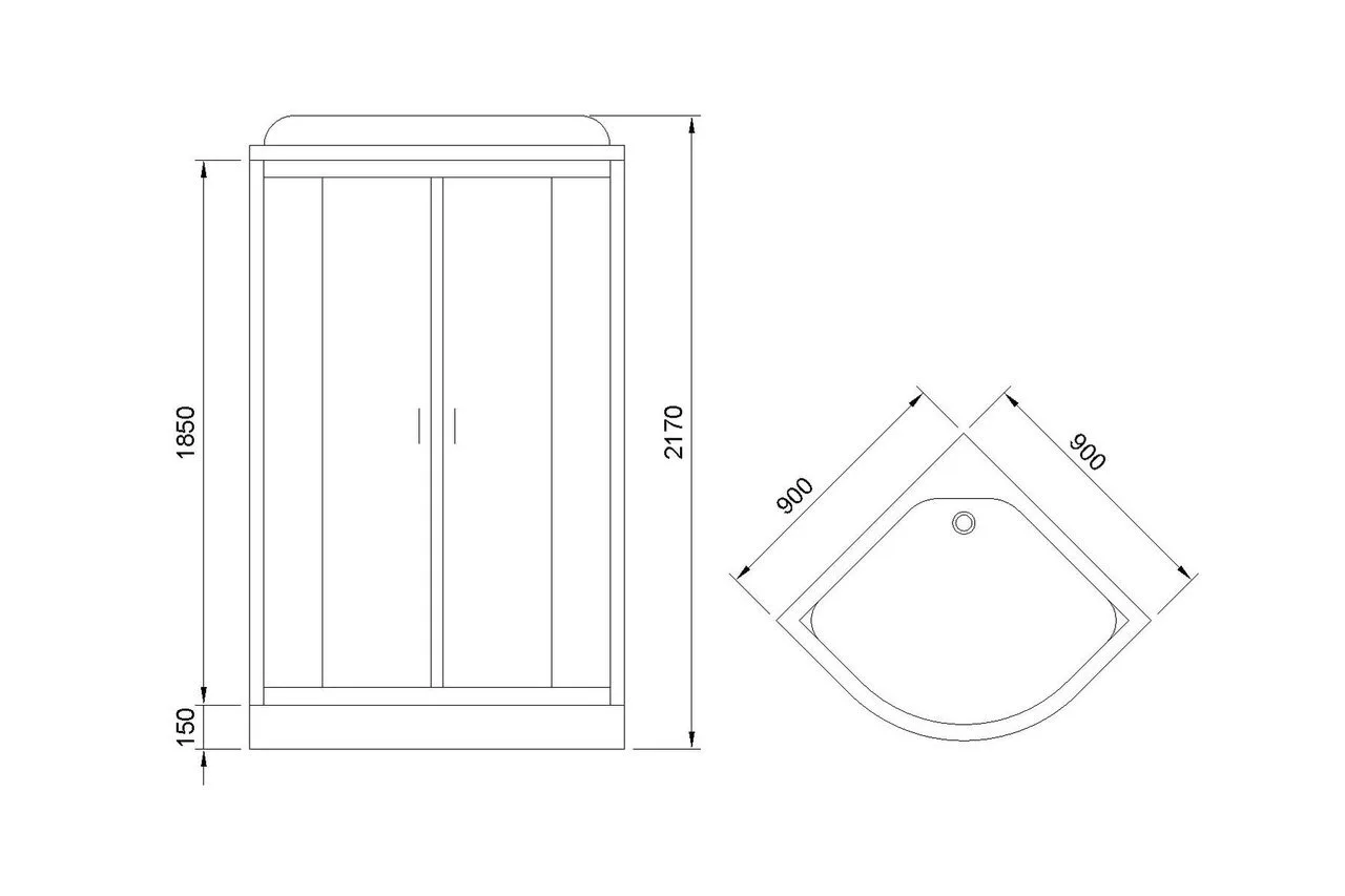 картинка Душевая кабина Royal Bath 90HK1-M-CH (матовое) 90x90x217 