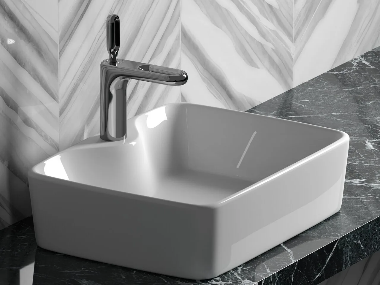 картинка Накладная раковина Ceramicanova Element CN6033 цвет белый 48х37 см 