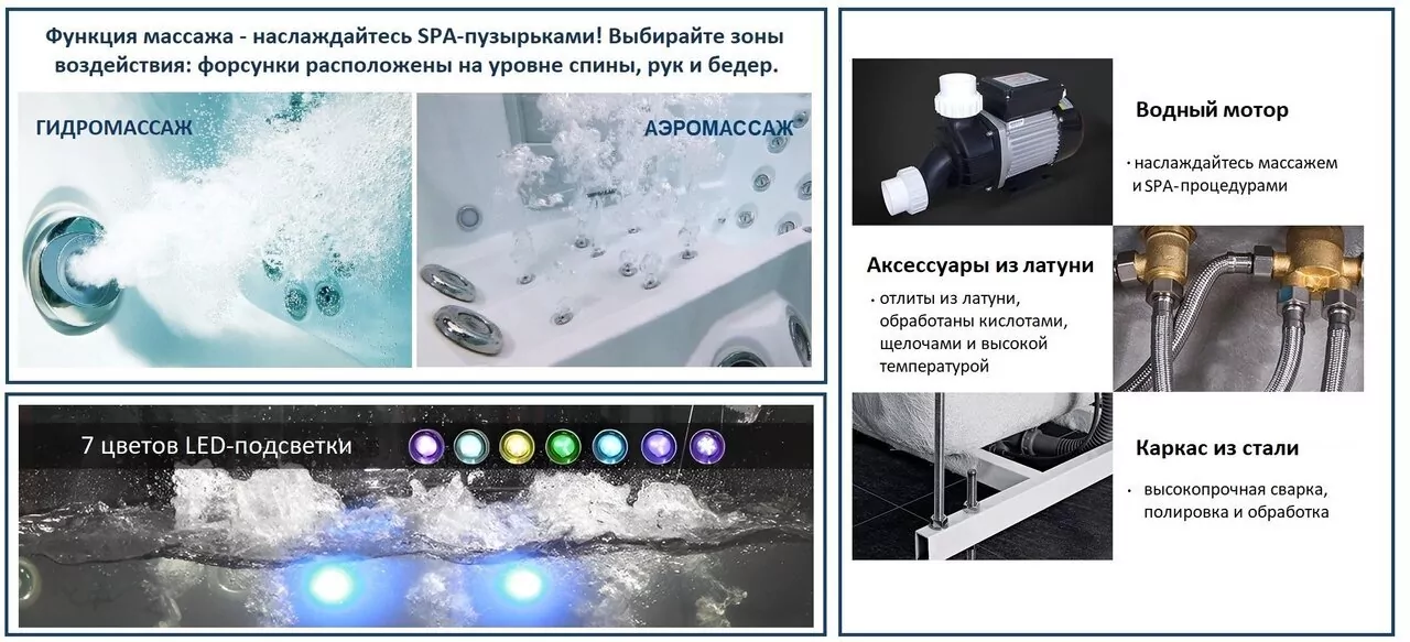 картинка Ванна Ceruttispa C-403A R акриловая гидромассажная 1700x800x580 
