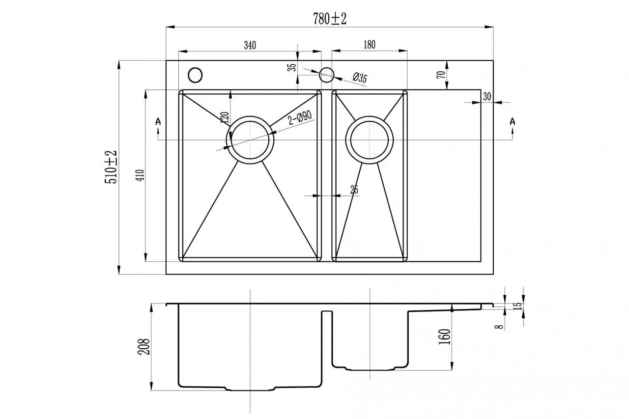 картинка Кухонная мойка Zorg RX 5178-2-L 