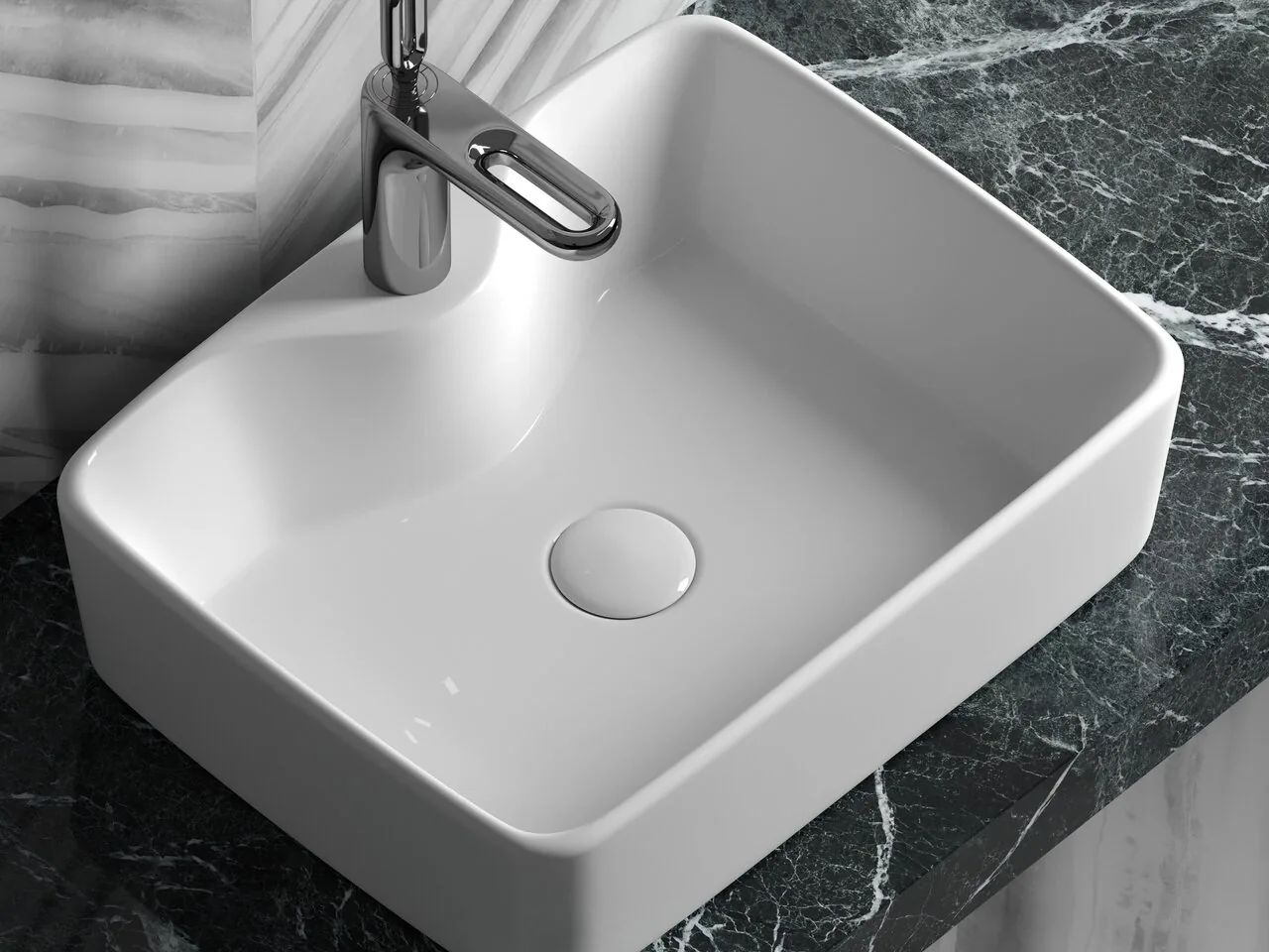 картинка Накладная раковина Ceramicanova Element CN6033 цвет белый 48х37 см 