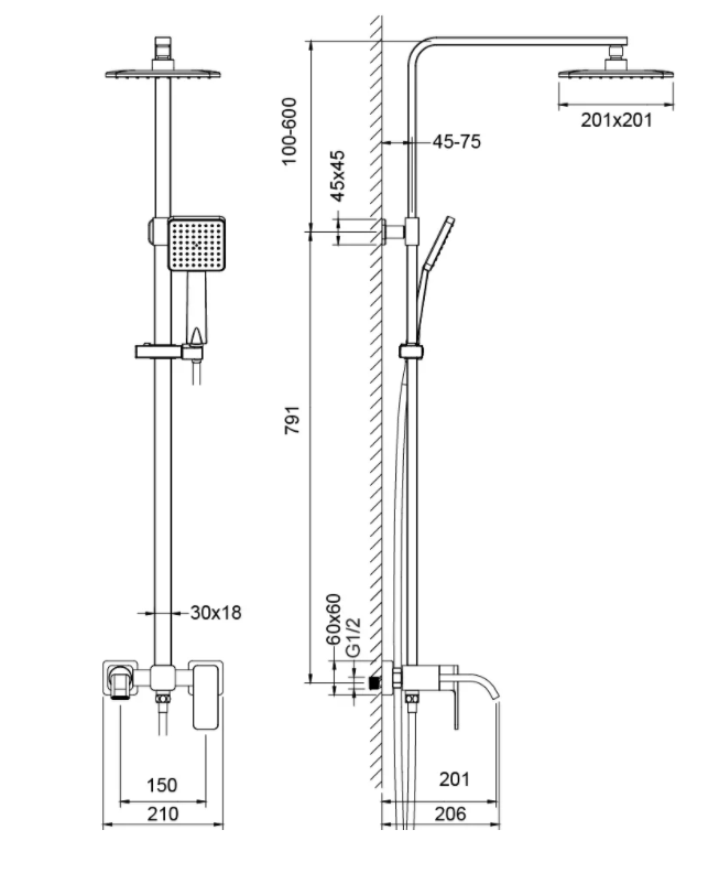 картинка Душевой комплект Timo Selene SX-1013/03 черная 