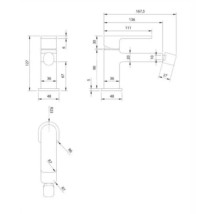 картинка Смеситель для биде OMNIRES BARETTI BA7820BL (черный BLM) 