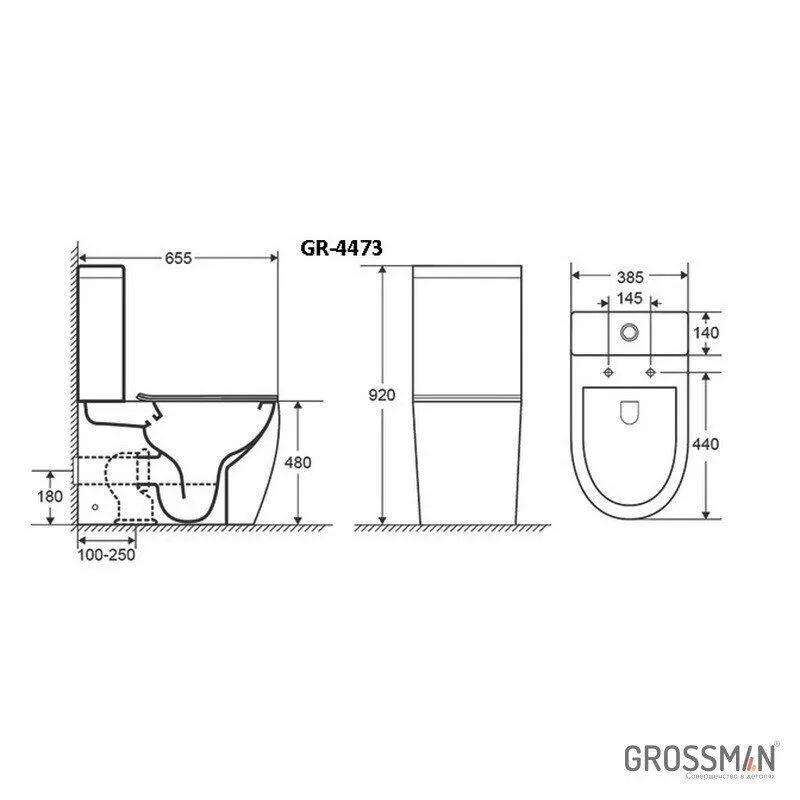 картинка Унитаз-компакт Grossman Style GR-4473S безободковый с высокой чашей 