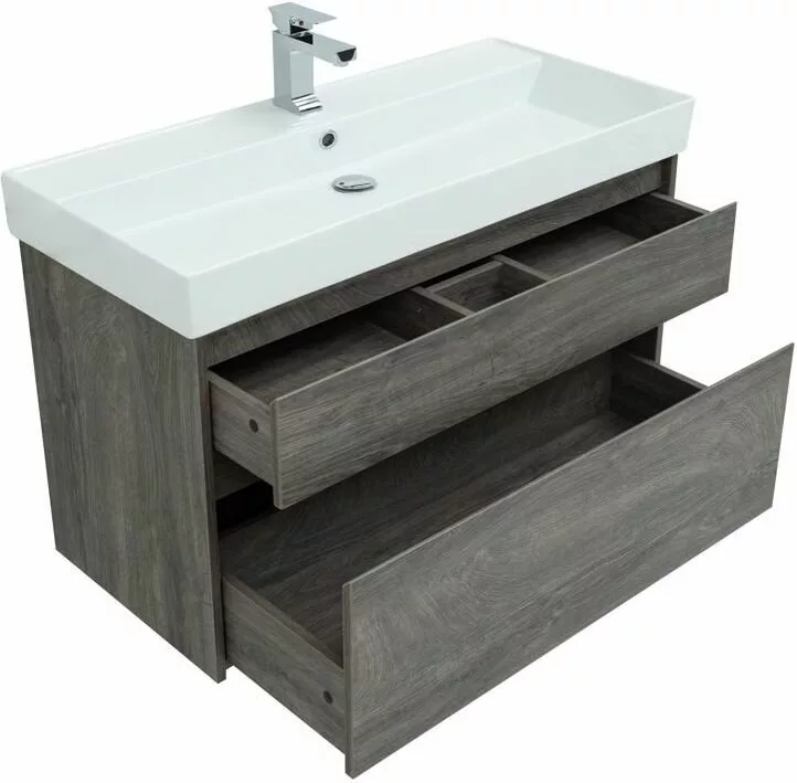 фото Тумба с раковиной Aquanet Nova Lite 100 дуб рошелье (2 ящика) арт. 00245253 