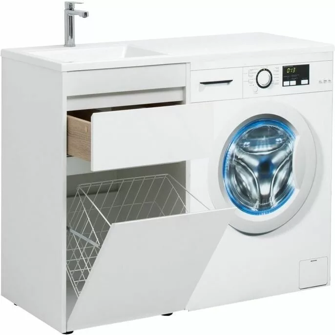 фото Тумба с раковиной Aquanet Токио 110 L белый (напольная, 1 ящик) арт. 00239298 