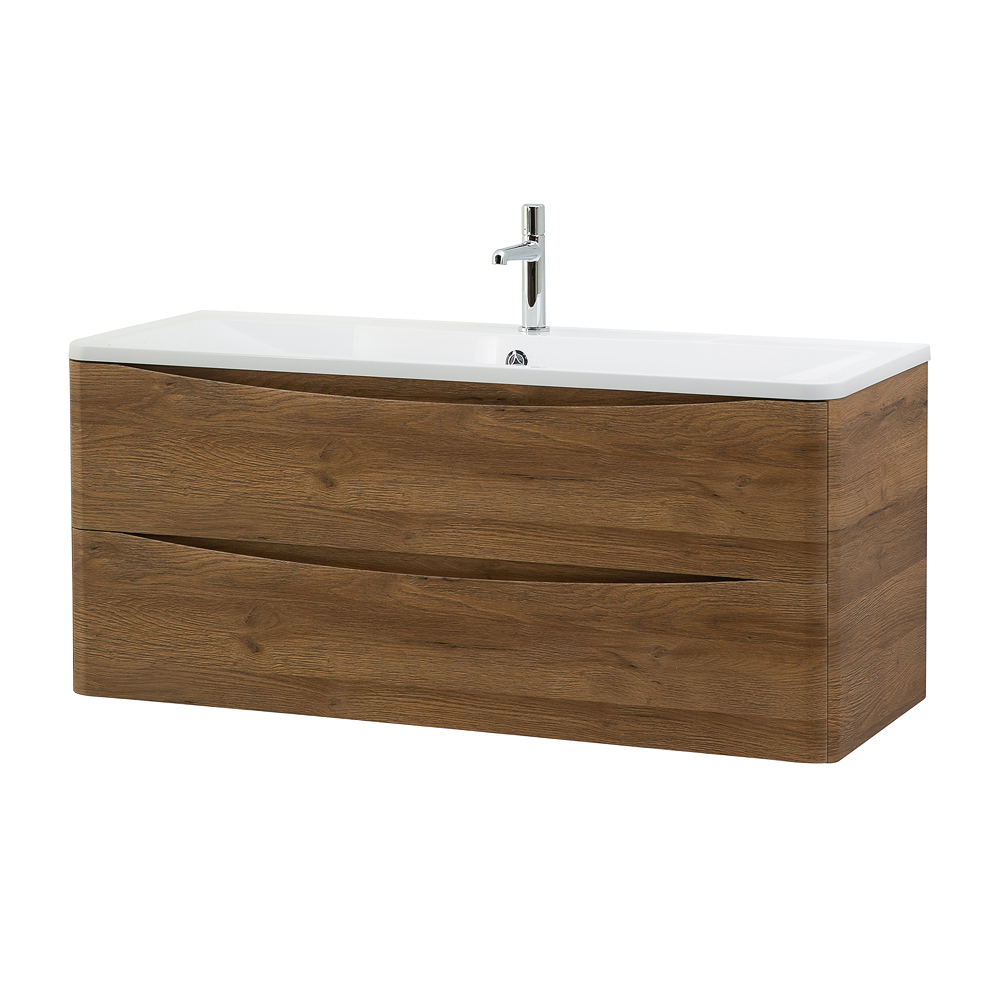 фото Тумба с раковиной подвесная BelBagno ACQUA 120 Rovere Rustico, раковина белая 