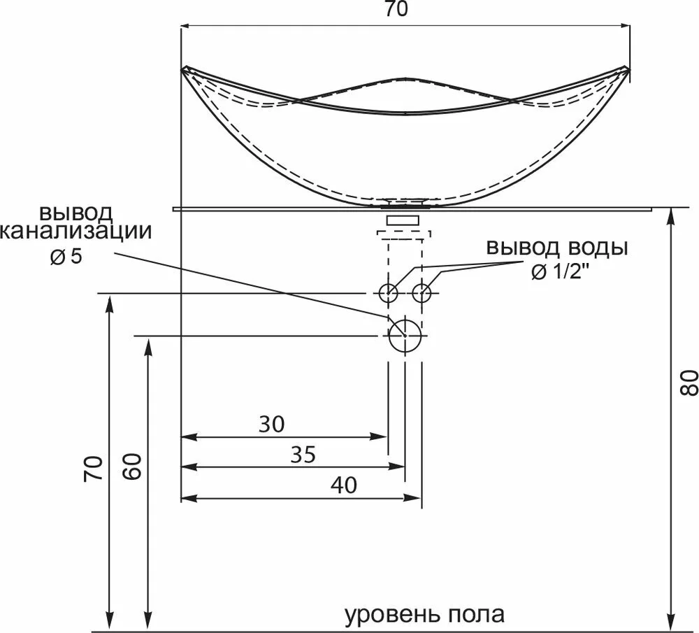 картинка Раковина Цвет и Стиль Ее Величество 70 