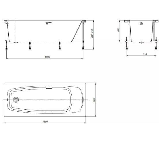 картинка Акриловая ванна Roca Sureste 150x70 