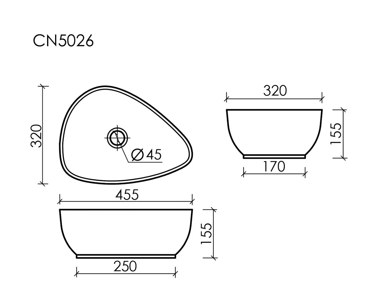 картинка Накладная раковина Ceramicanova Element CN5026 цвет белый 45.5х32 см 