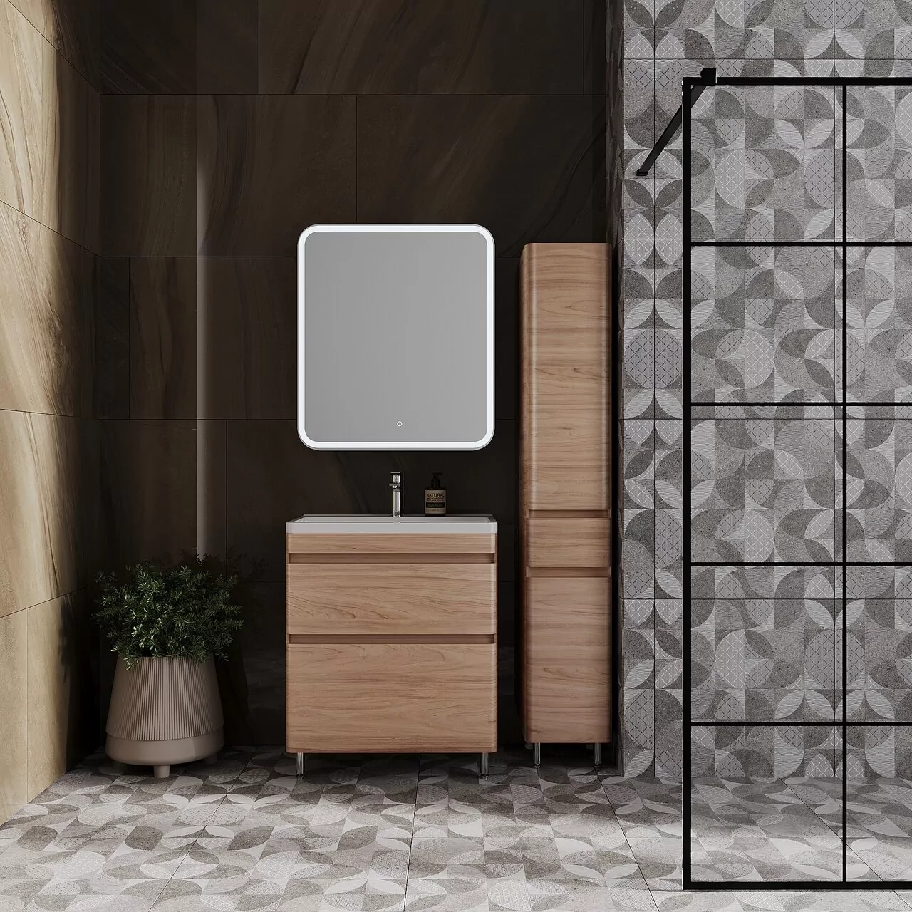 фото Колонна универсальная Style Line Атлантика 35 L с корзиной Люкс ясень перламутр PLUS 